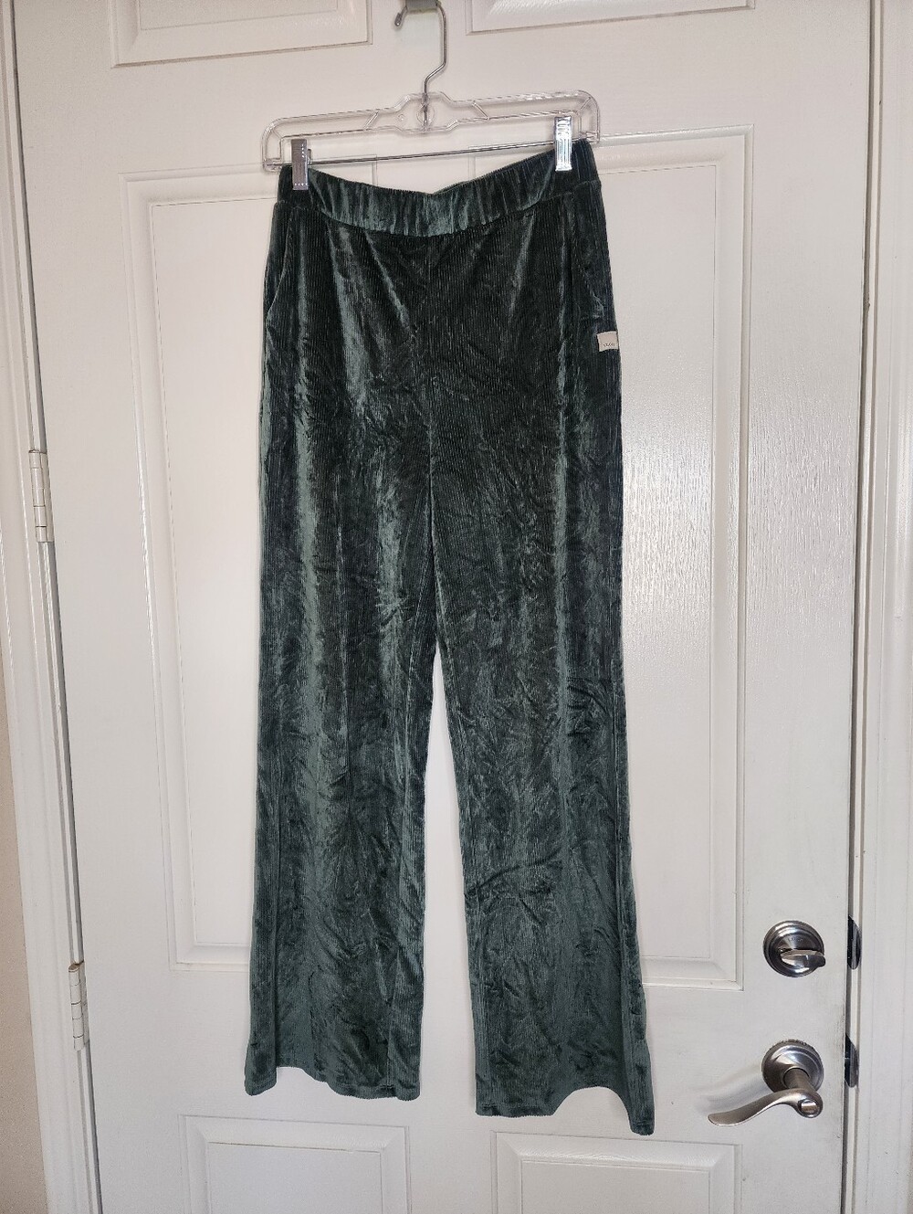 Vuori Haven Wide Leg Ribbed Velour Lounge Pants Green Size Large